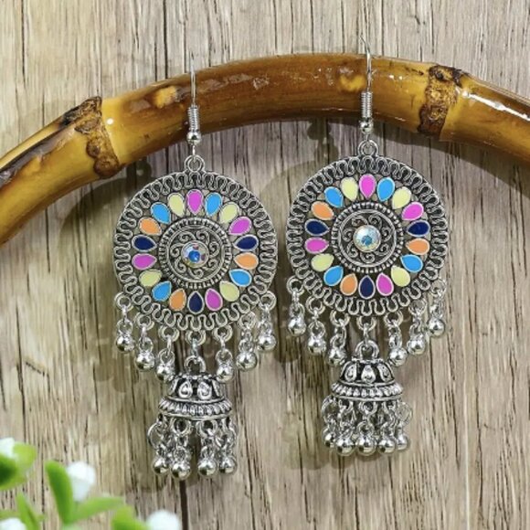 11 Pairs Multicolor Boho Tribal Geometric Earrings - Picture 6 of 12